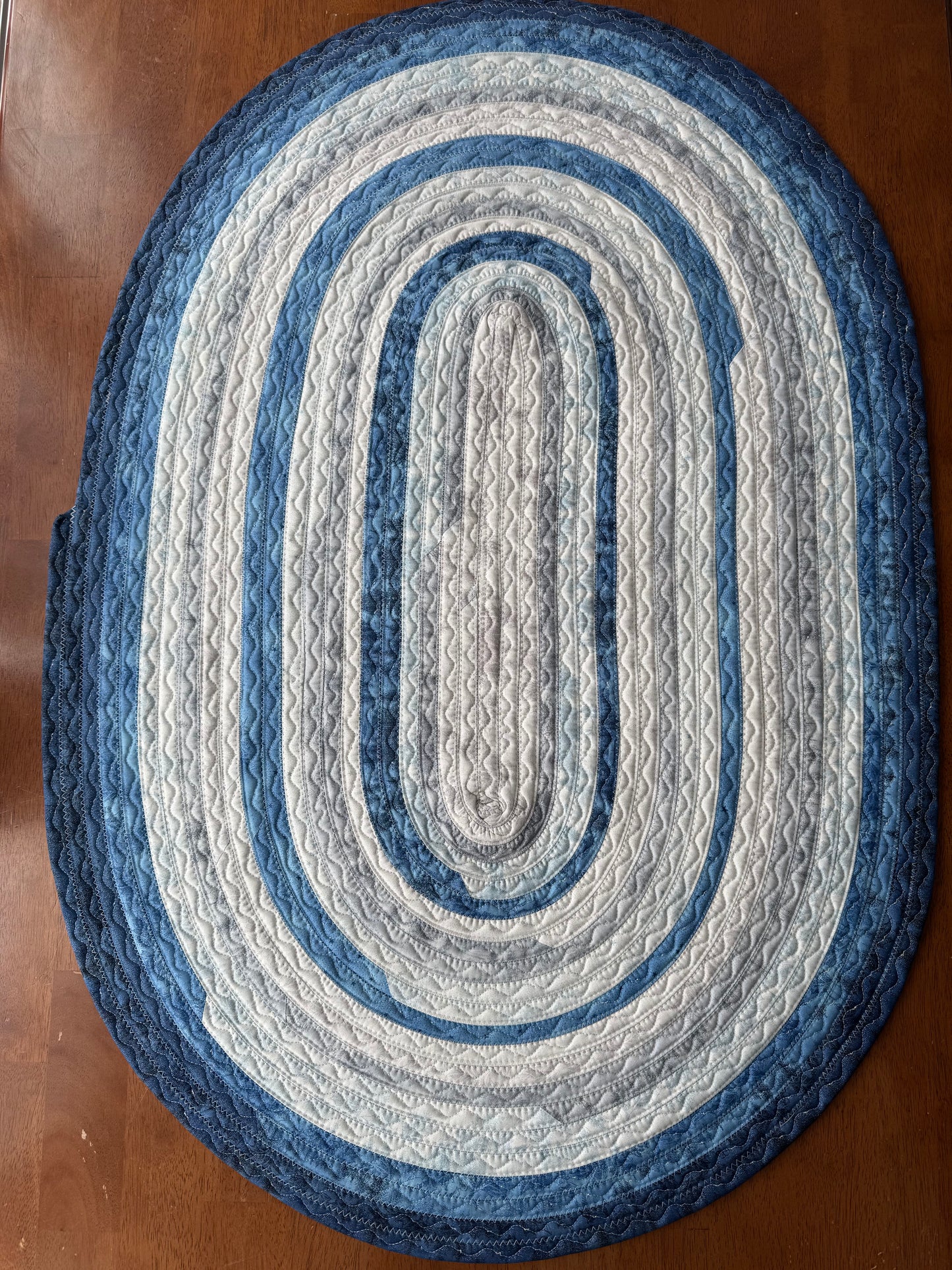 Blue Ombre Oval Rug