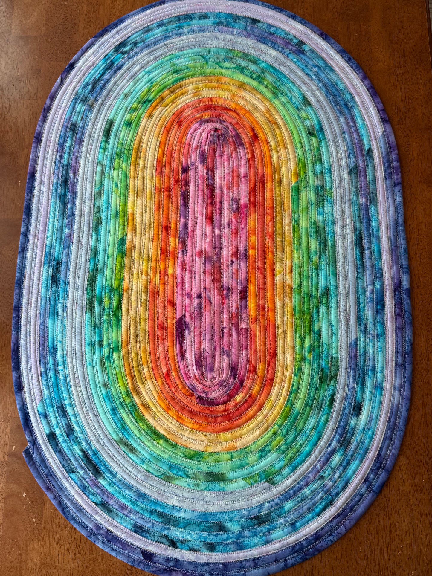 Handcrafted Rainbow Tie-Dye Rug - Vibrant & Machine Washable