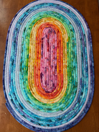 Handcrafted Rainbow Tie-Dye Rug - Vibrant & Machine Washable