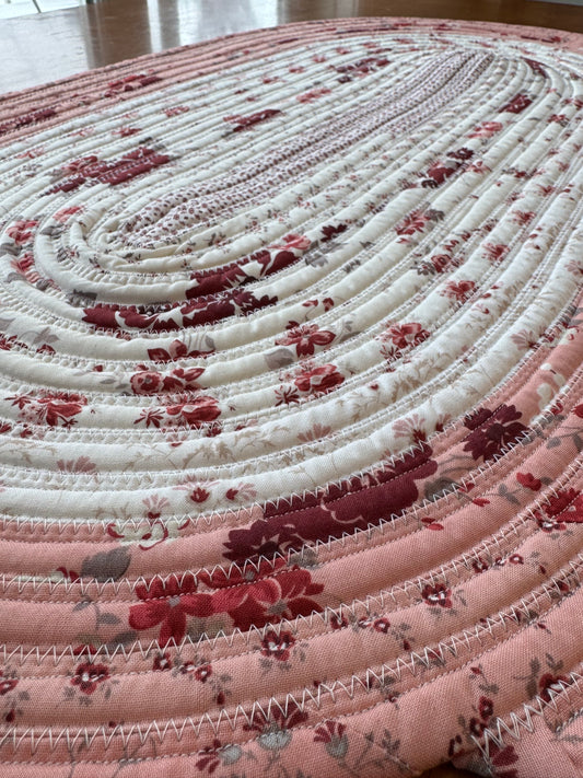 Romantic Blush Floral Oval Rug